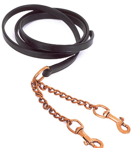 Heritage English Leather Lead With Twin Brass Chain